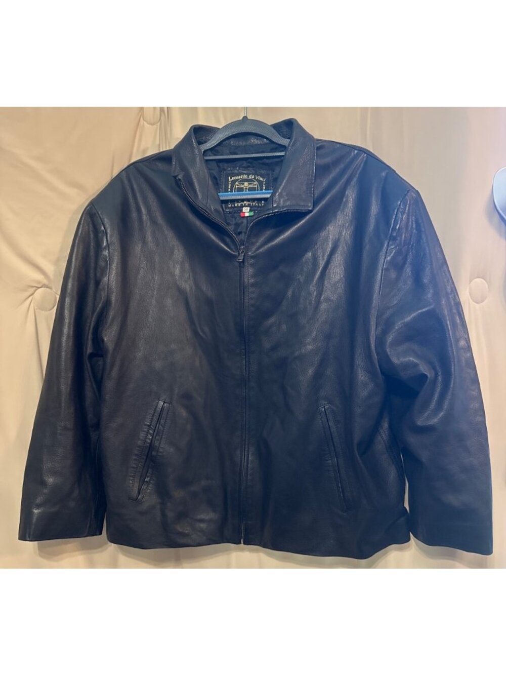 Leonardo da Vinci Black Leather Jacket Size 58 L/XL